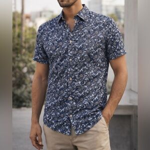 Ted Baker London Floral Button Up Shirt Black White Cotton Size 3 ( Large)